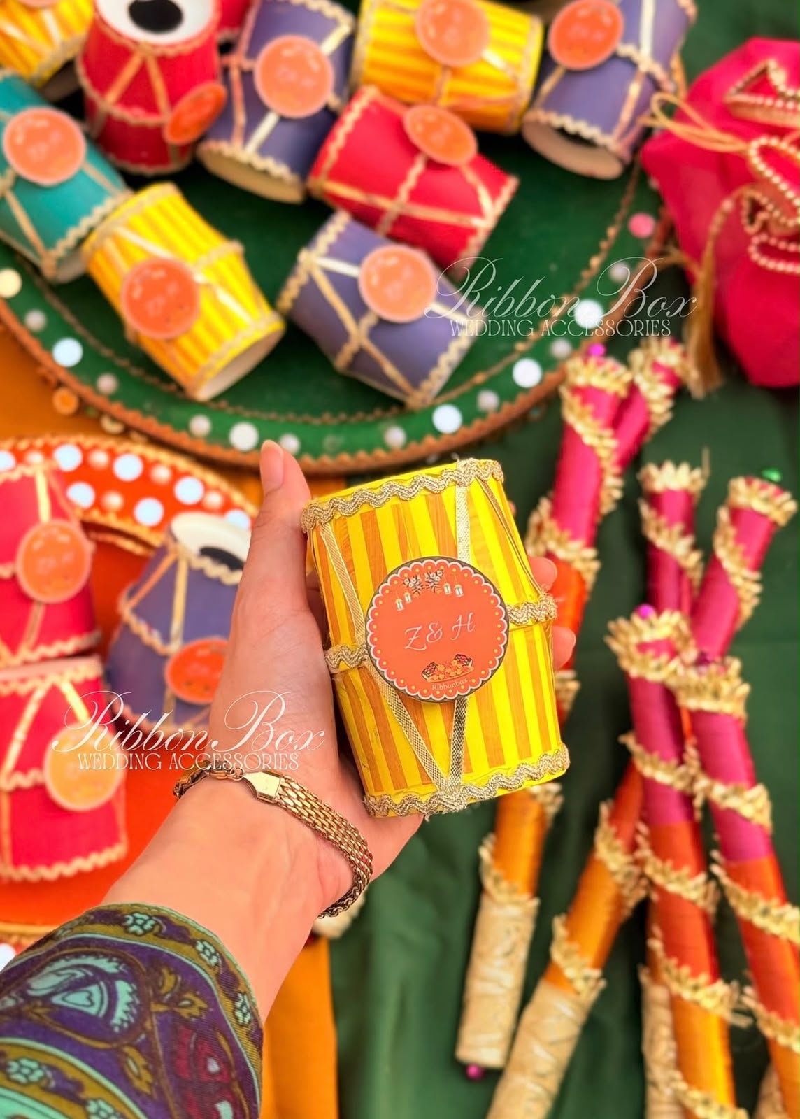Handmade Custom Dholak Favours | Hot Selling Mini Dholaks for Sweet Treats | Random Colours