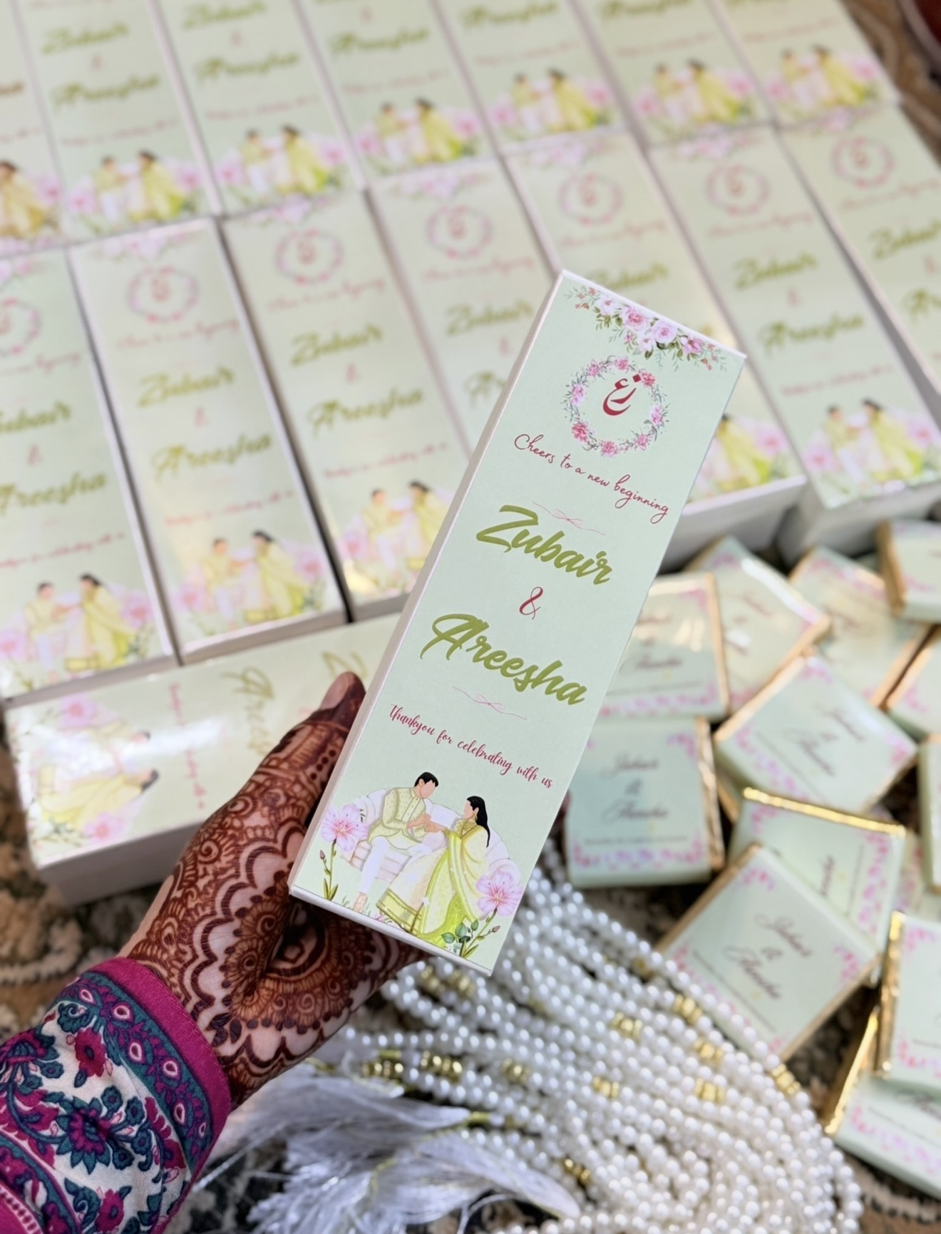 The Mubarakah Box | Custom Wedding Chocolate & Tasbeeh Return Gift Box view 1