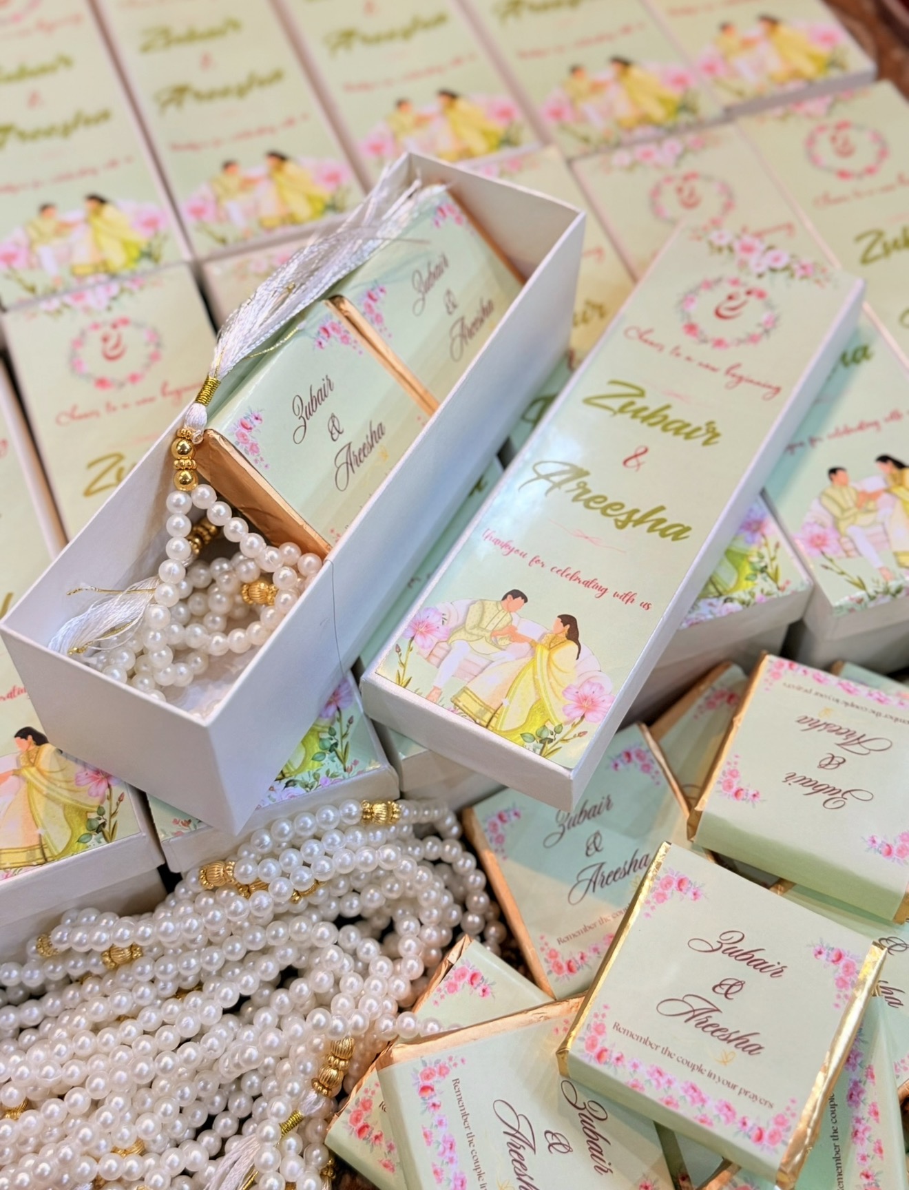 The Mubarakah Box | Custom Wedding Chocolate & Tasbeeh Return Gift Box view 3