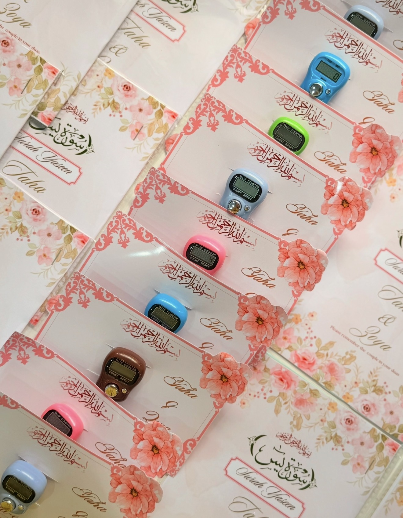 Pink Floral Dua-e-Khair Digital Tasbeeh Counter Favour | Wedding Favour view 4