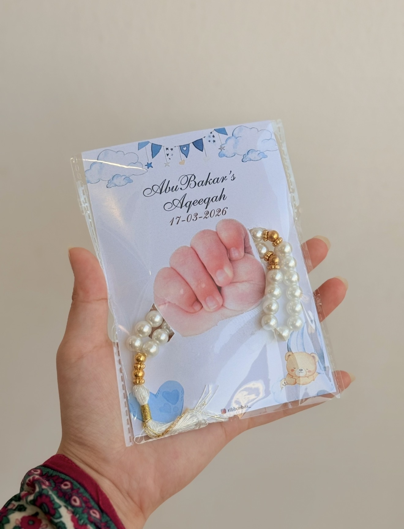 Personalized Tasbeeh Favour | Birthday, Aqeeqa & Baby Announcement Gift view 3