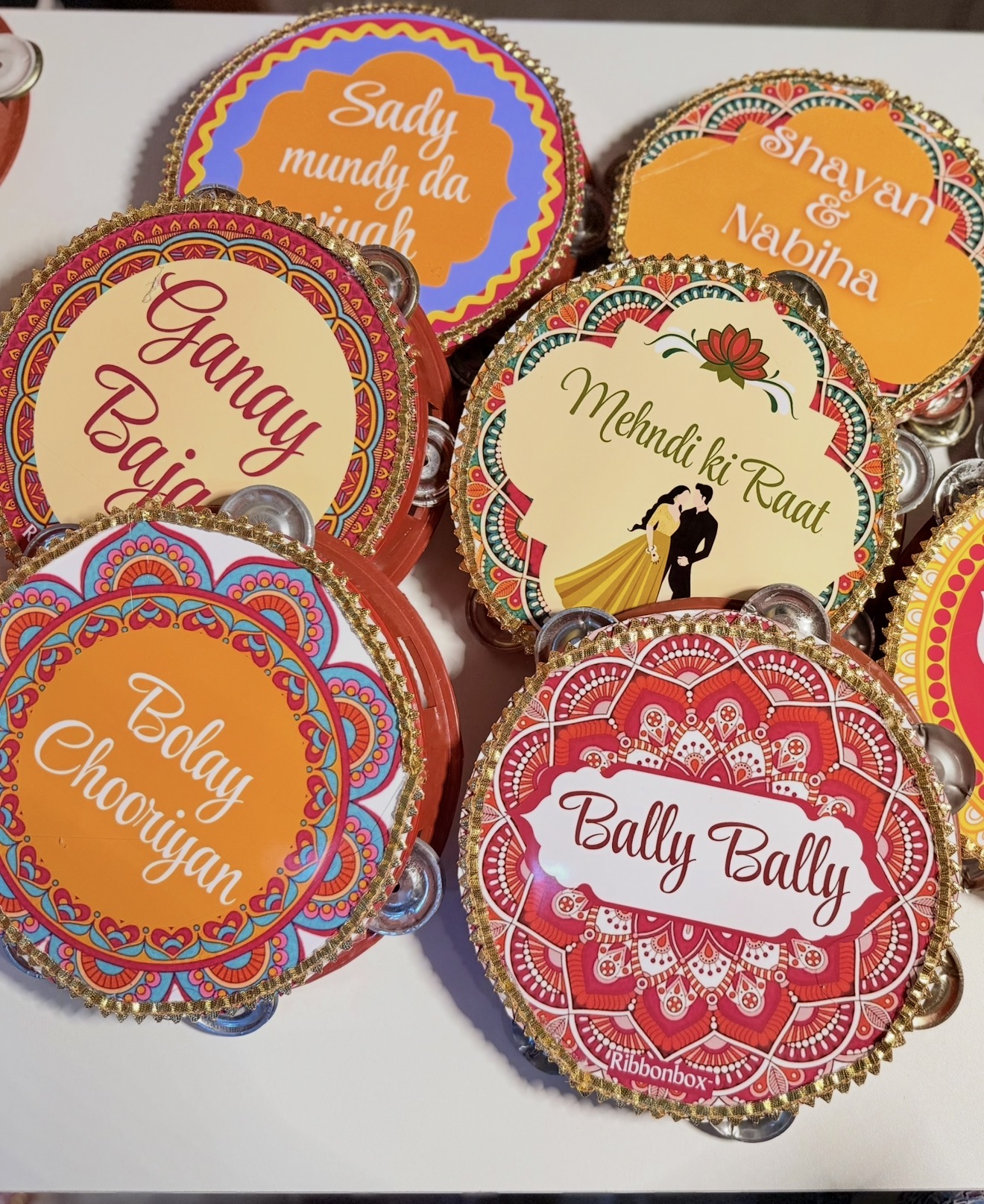 Custom Wedding Dafflis (Tambourines) for Weddings | Pack of 4pcs view 1