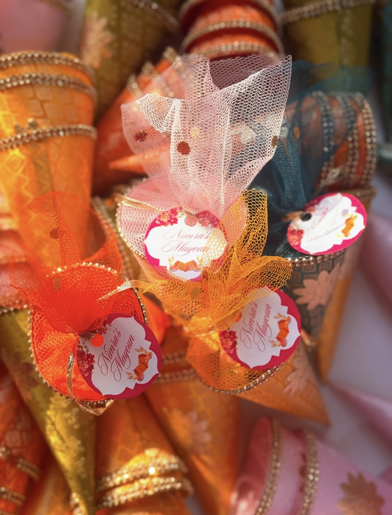 Jamawar Cones | Multi Colours Bidh Cones | Wedding Bidh Cones view 2