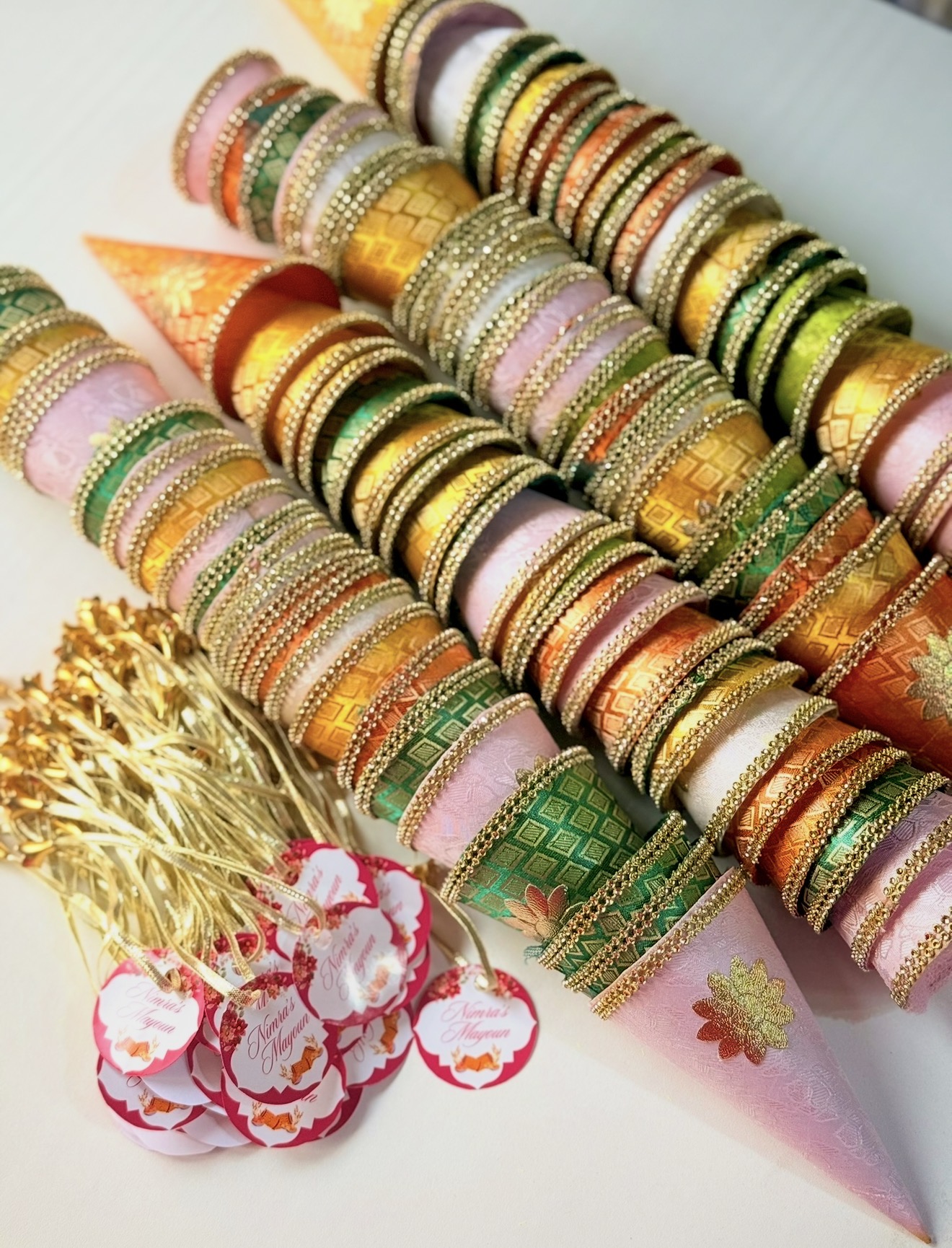 Jamawar Cones | Multi Colours Bidh Cones | Wedding Bidh Cones view 6