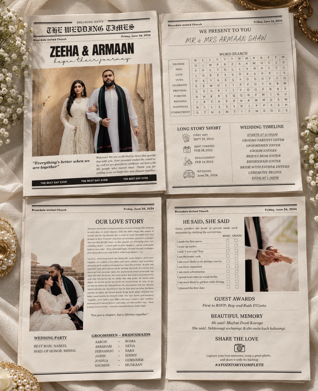 Wedding Newspaper Invite | Newspaper Vintage Wedding Invitation view 1