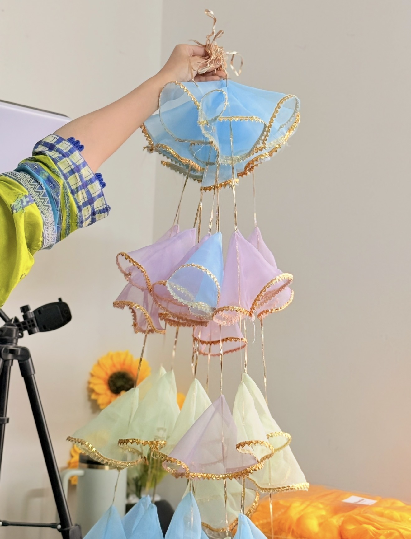 Handmade Organza Taseels | Beautiful Decor Tassels for Events | Pack of 12 Strings view 2