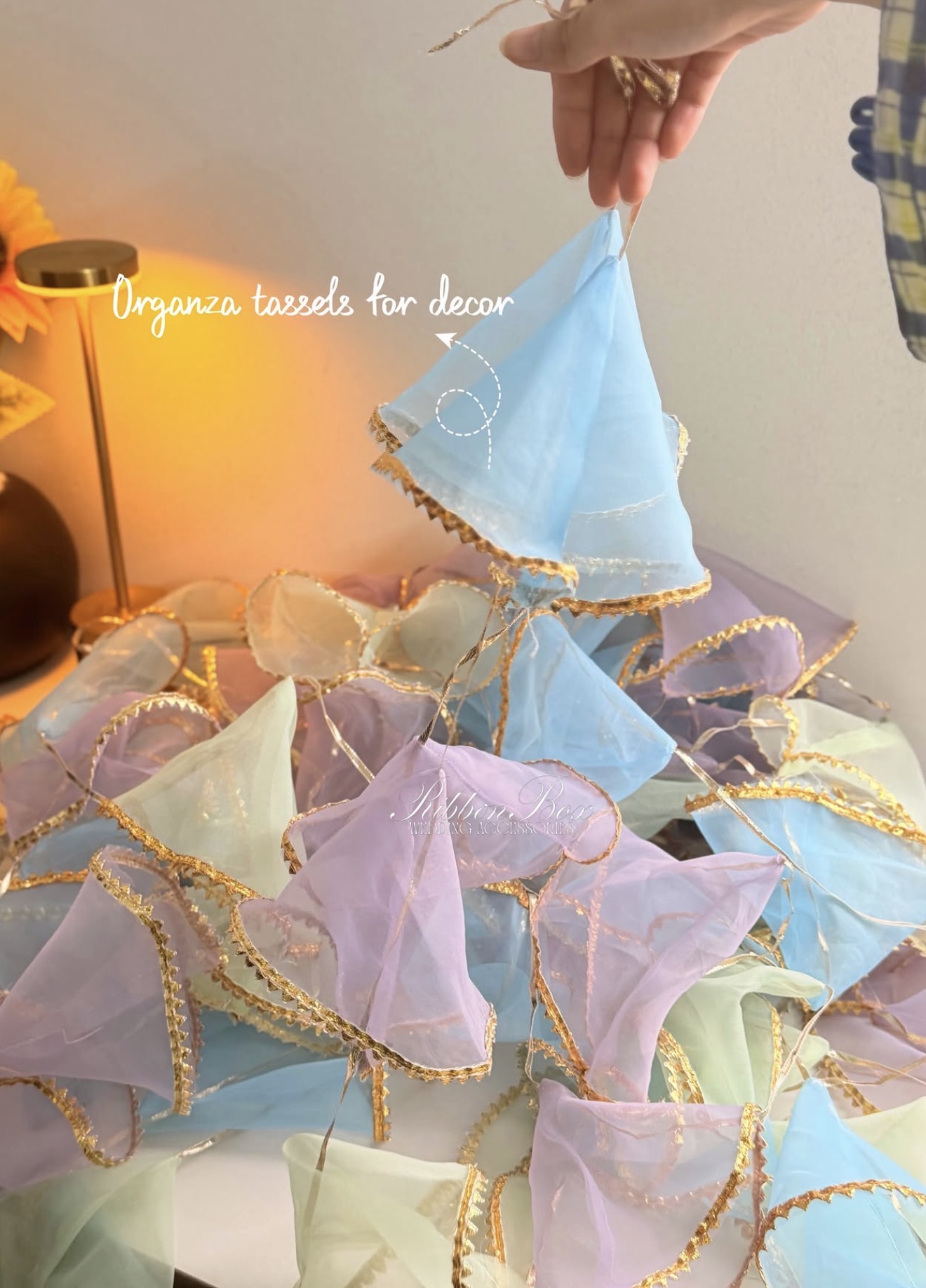 Handmade Organza Taseels | Beautiful Decor Tassels for Events | Pack of 12 Strings view 1
