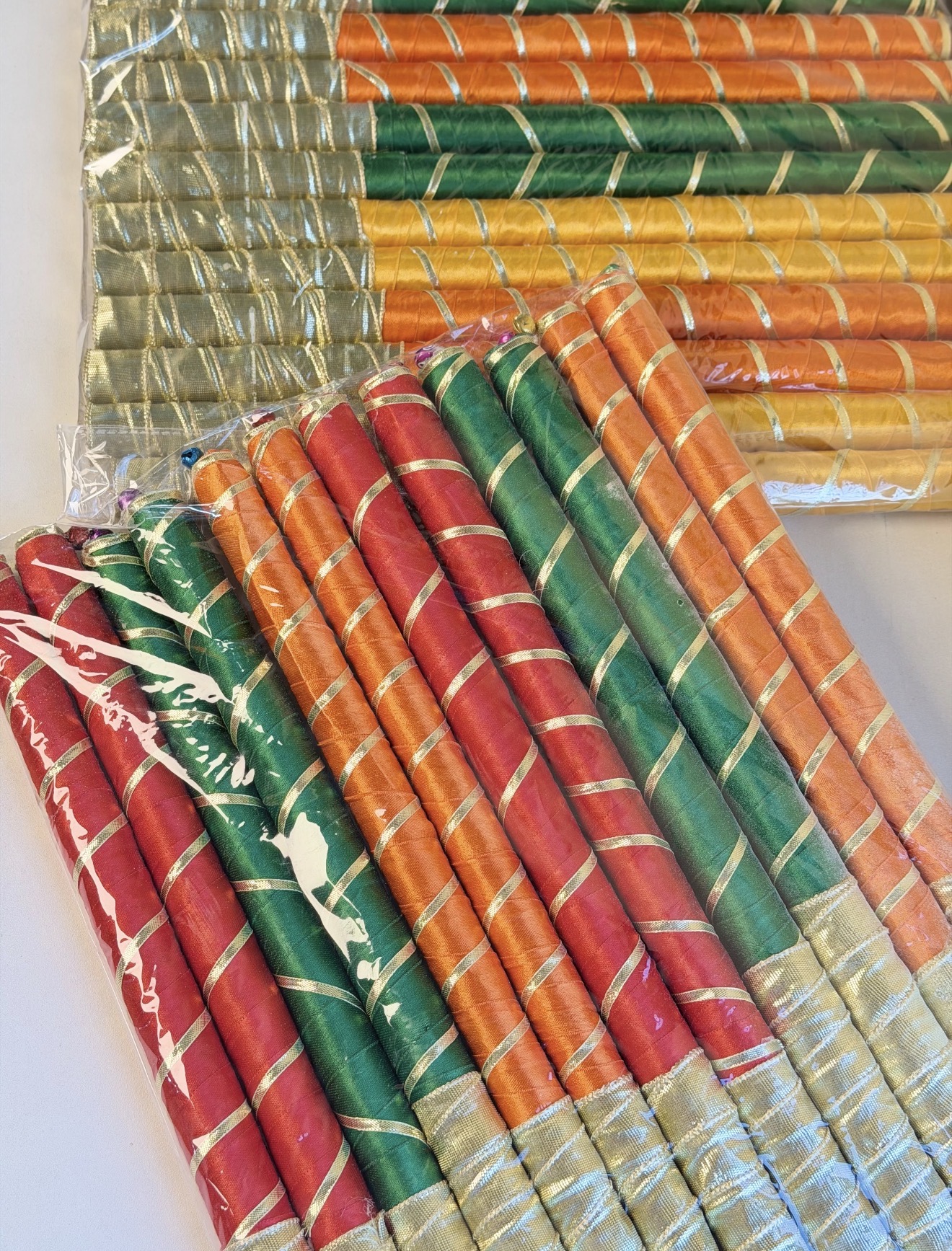 Silk Gotta Dandiyan | Handmade Gotta Dandiyan Set | 12 Sticks (6 Pairs) view 1
